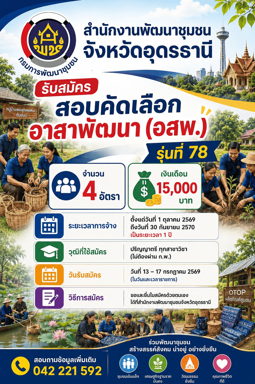 เปิดรับสมัคร สอบคัพเลือก อสพ. 2569 จำนวน 4 อัตรา